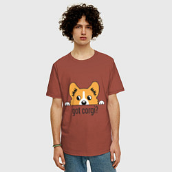 Футболка оверсайз мужская Got Corgi, цвет: кирпичный — фото 2