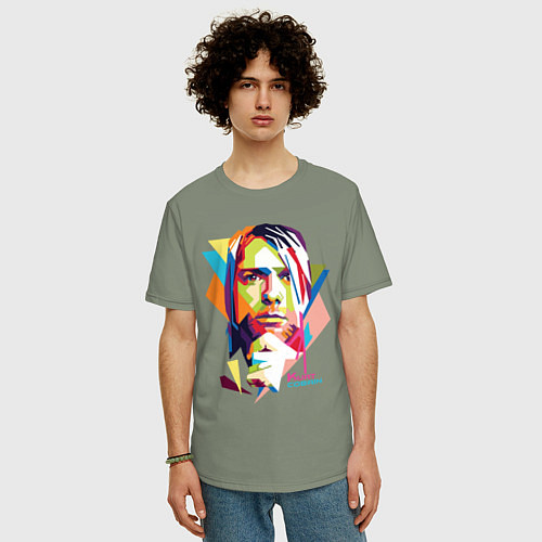 Мужская футболка оверсайз Kurt Cobain: Colors / Авокадо – фото 3