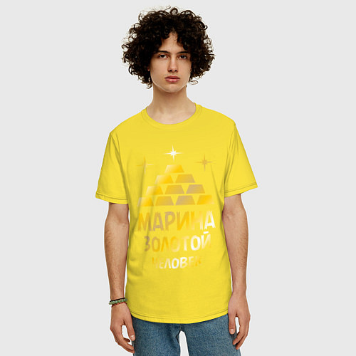 Мужская футболка оверсайз Марина - золотой человек (gold) / Желтый – фото 3