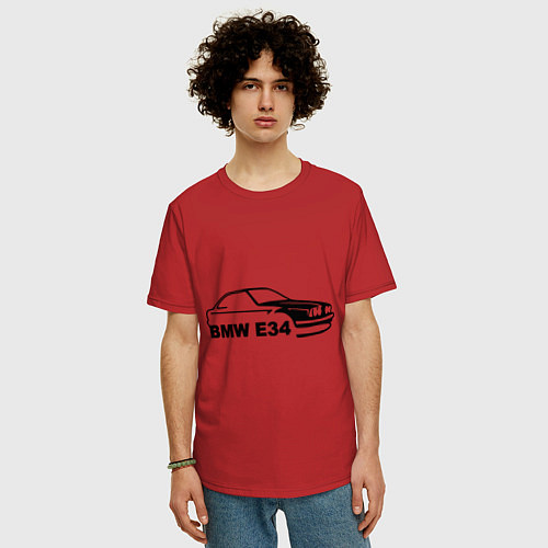 Мужская футболка оверсайз E34 / Красный – фото 3