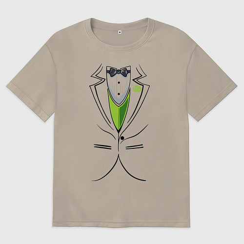 Мужская футболка оверсайз Костюм жениха / Миндальный – фото 1