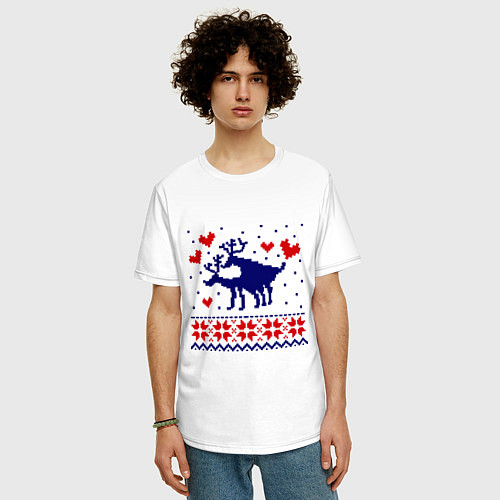 Мужская футболка оверсайз Любовь оленей / Белый – фото 3
