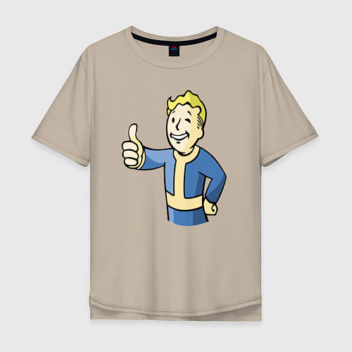 Мужская футболка оверсайз Fallout vault boy / Миндальный – фото 1