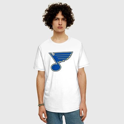 Мужская футболка оверсайз St Louis Blues / Белый – фото 3