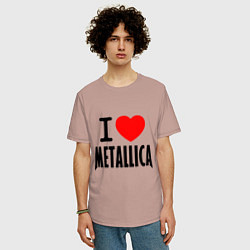 Футболка оверсайз мужская I love Metallica, цвет: пыльно-розовый — фото 2