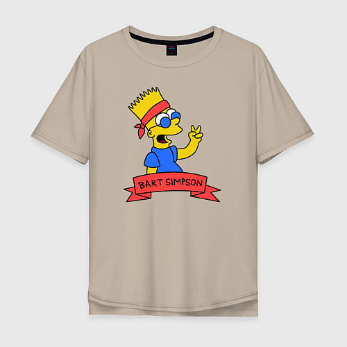 Мужская футболка оверсайз Bart Simpson: Peace / Миндальный – фото 1