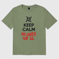Футболка оверсайз мужская Keep Calm & Justice For All, цвет: авокадо