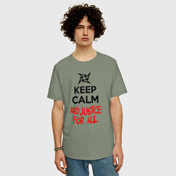 Футболка оверсайз мужская Keep Calm & Justice For All, цвет: авокадо — фото 2