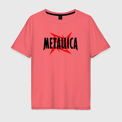 Футболка оверсайз мужская Metallica logo, цвет: коралловый