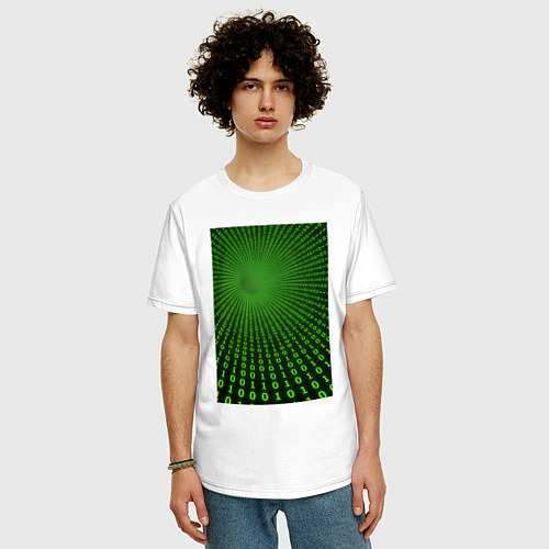 Мужская футболка оверсайз Цифровая иллюзия / Белый – фото 3