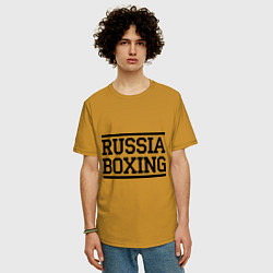 Футболка оверсайз мужская Russia boxing, цвет: горчичный — фото 2