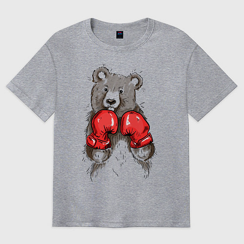 Мужская футболка оверсайз Bear Boxing / Меланж – фото 1
