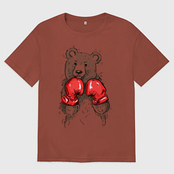 Футболка оверсайз мужская Bear Boxing, цвет: кирпичный