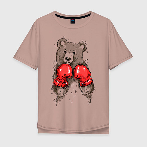 Мужская футболка оверсайз Bear Boxing / Пыльно-розовый – фото 1
