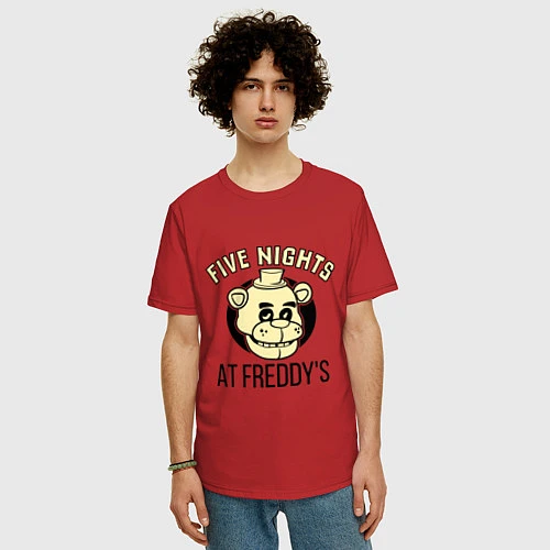 Мужская футболка оверсайз Five Nights At Freddy's / Красный – фото 3