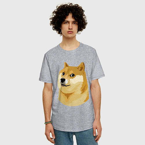 Мужская футболка оверсайз Doge / Меланж – фото 3