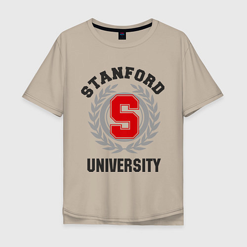 Мужская футболка оверсайз Stanford University / Миндальный – фото 1
