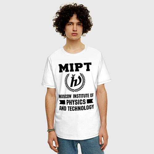 Мужская футболка оверсайз MIPT Institute / Белый – фото 3