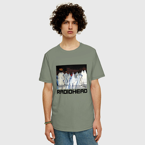 Мужская футболка оверсайз Radiohead Winter / Авокадо – фото 3