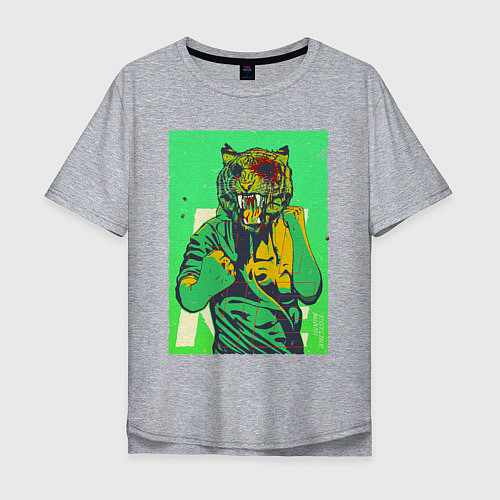 Мужская футболка оверсайз Tiger / Меланж – фото 1