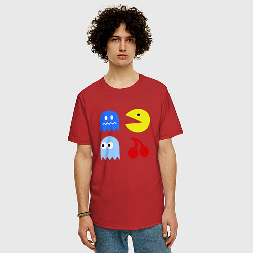 Мужская футболка оверсайз Pac-Man Pack / Красный – фото 3