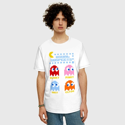 Мужская футболка оверсайз Pac-Man: Usual Suspects / Белый – фото 3