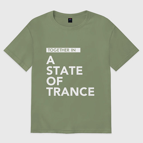 Мужская футболка оверсайз Together in A State of Trance / Авокадо – фото 1