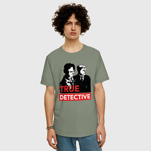 Мужская футболка оверсайз True Detective / Авокадо – фото 3