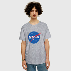 Футболка оверсайз мужская NASA: Logo, цвет: меланж — фото 2