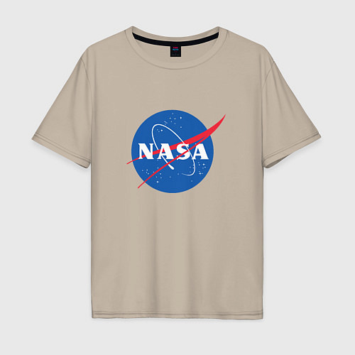 Мужская футболка оверсайз NASA: Logo / Миндальный – фото 1