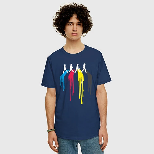 Мужская футболка оверсайз Abbey Road Colors / Тёмно-синий – фото 3