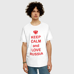 Футболка оверсайз мужская Keep Calm & Love Russia, цвет: белый — фото 2