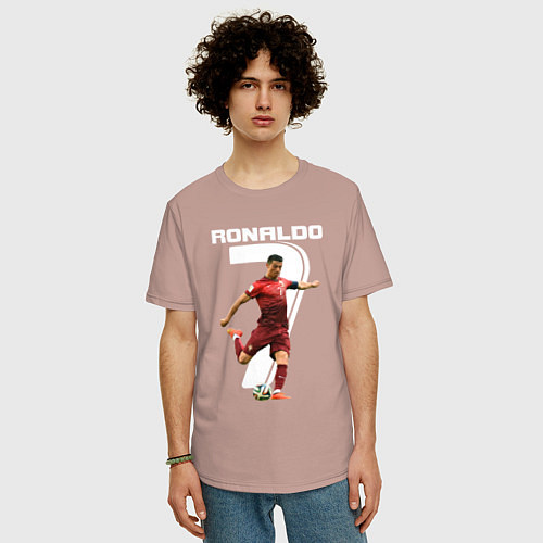Мужская футболка оверсайз Ronaldo 07 / Пыльно-розовый – фото 3