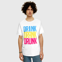 Футболка оверсайз мужская Drink Drank Drunk, цвет: белый — фото 2