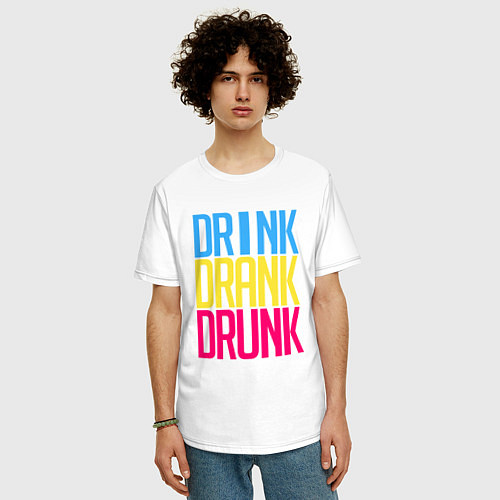 Мужская футболка оверсайз Drink Drank Drunk / Белый – фото 3