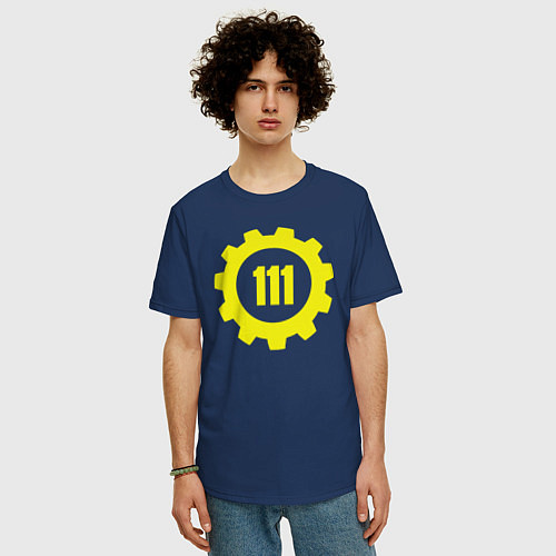 Мужская футболка оверсайз Vault 111 / Тёмно-синий – фото 3
