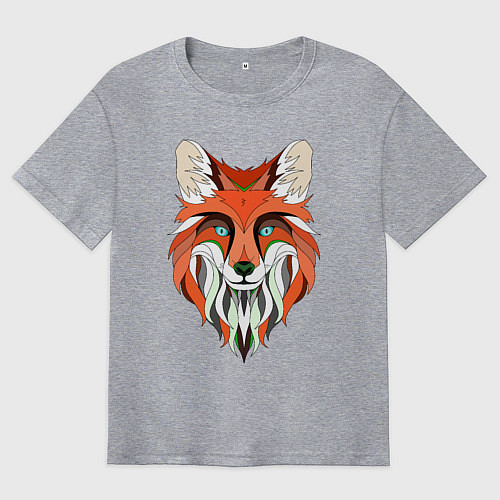 Мужская футболка оверсайз Дизайнерская лиса / Меланж – фото 1