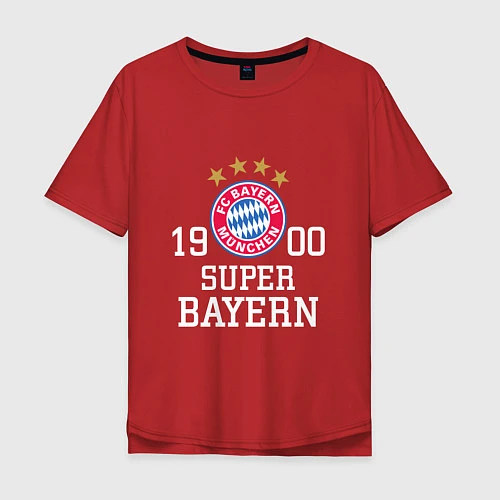 Мужская футболка оверсайз Super Bayern 1900 / Красный – фото 1