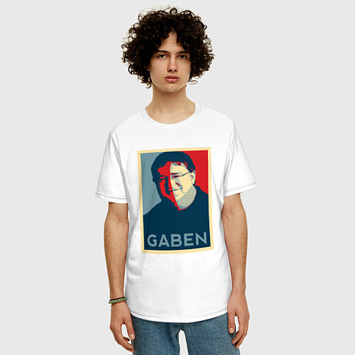 Мужская футболка оверсайз Gaben Face / Белый – фото 3