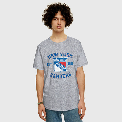Мужская футболка оверсайз New York Rengers / Меланж – фото 3