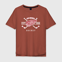 Футболка оверсайз мужская Detroit Red Wings: Est.1926, цвет: кирпичный