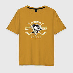 Футболка оверсайз мужская Pittsburgh Penguins: Est.1967, цвет: горчичный