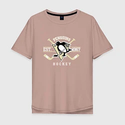 Футболка оверсайз мужская Pittsburgh Penguins: Est.1967, цвет: пыльно-розовый