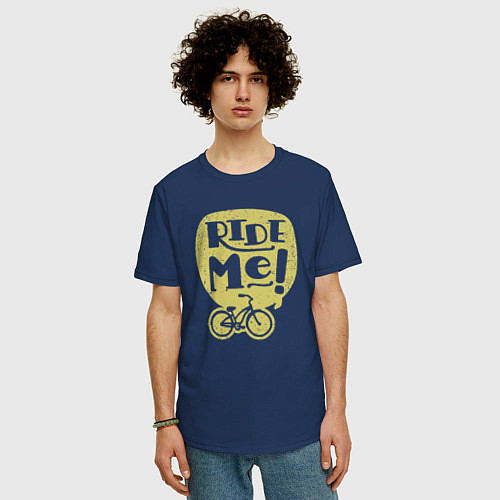 Мужская футболка оверсайз Ride Me / Тёмно-синий – фото 3