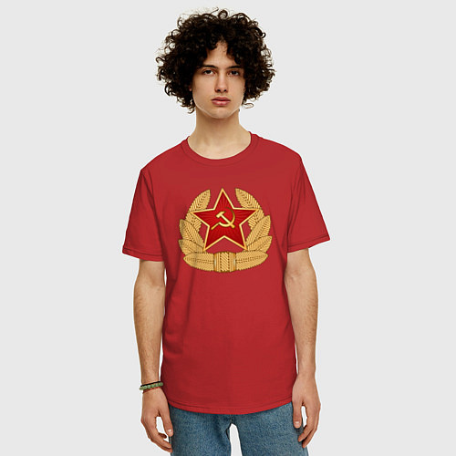 Мужская футболка оверсайз Кокарда СССР / Красный – фото 3
