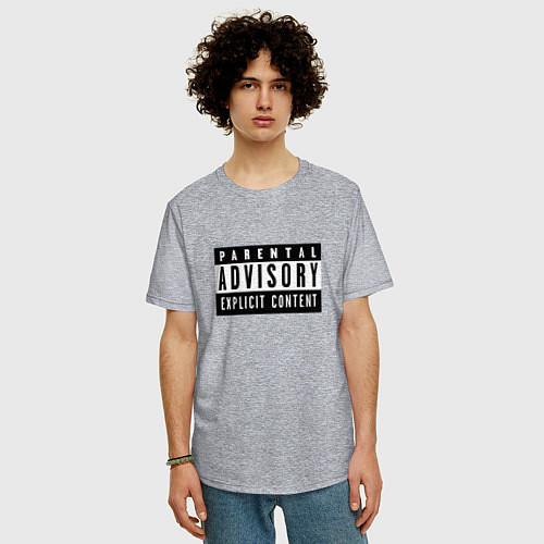 Мужская футболка оверсайз Parental Advisory / Меланж – фото 3