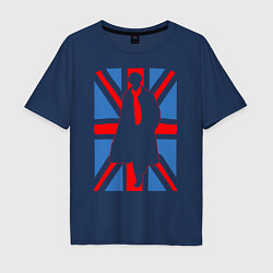 Футболка оверсайз мужская Sherlock Holmes Union Jack, цвет: тёмно-синий