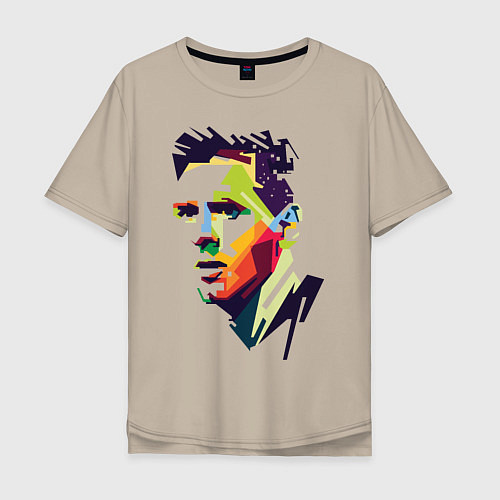 Мужская футболка оверсайз Lionel Messi: fun-art / Миндальный – фото 1