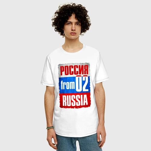 Мужская футболка оверсайз Russia: from 02 / Белый – фото 3