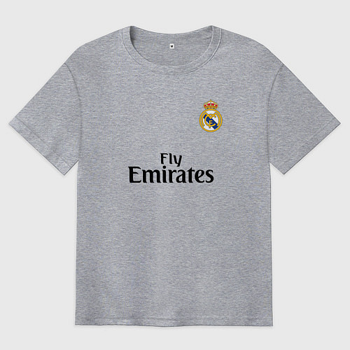 Мужская футболка оверсайз Real Madrid: Fly Emirates / Меланж – фото 1